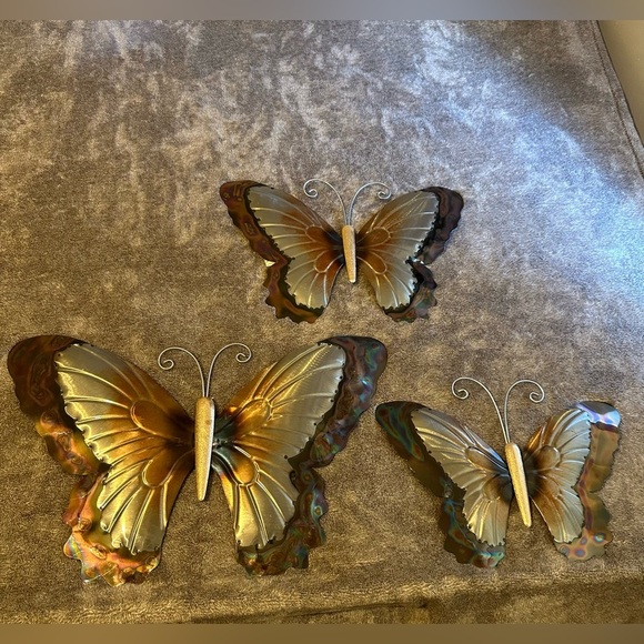 Elegant Metal Butterfly Wall Decor 3 Piece Set - Picture 1 of 6